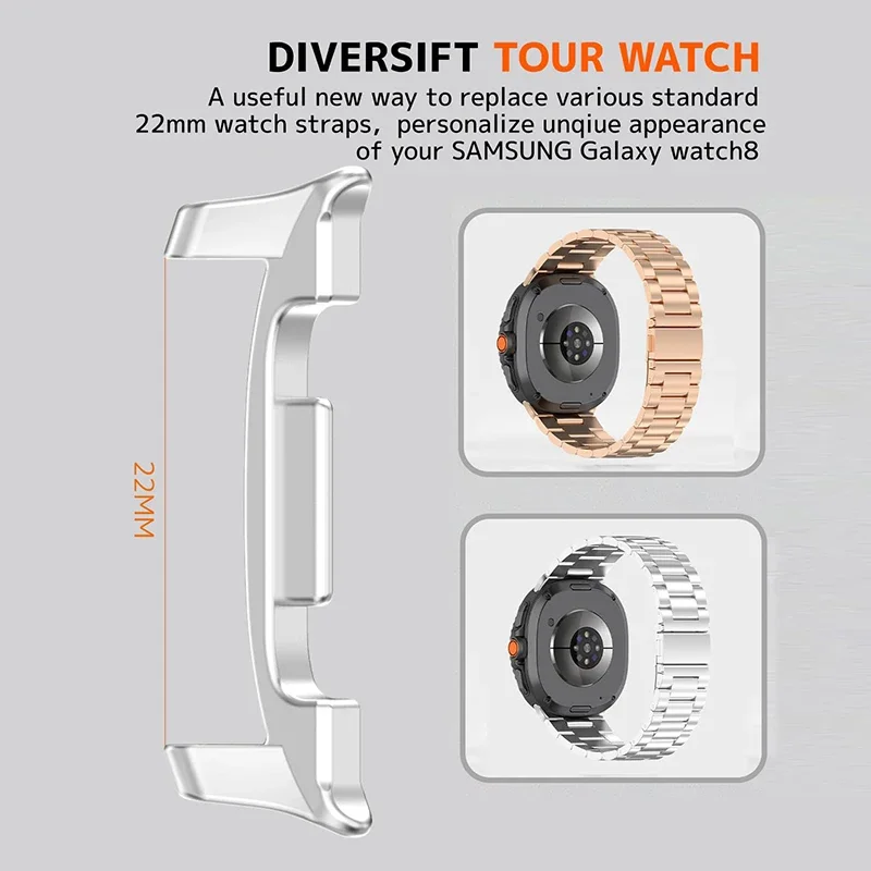 Connettore in acciaio inossidabile da 2 pezzi per Samsung Galaxy Watch 8 Adattatore per cinturino classico Galaxy Watch 8 40mm 44mm 22mm Larghezza cinturino
