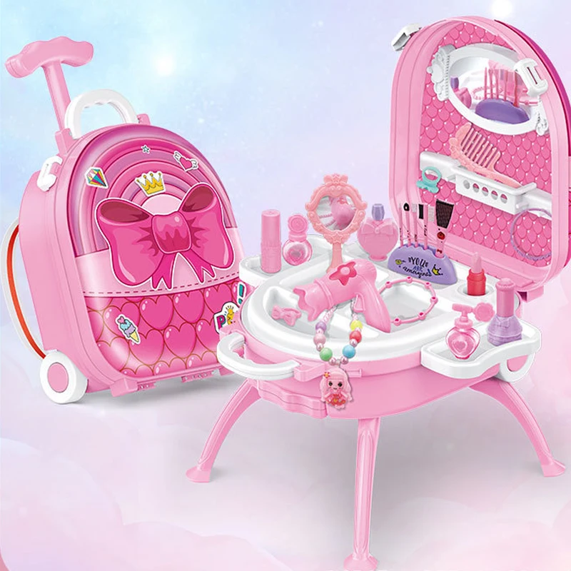 Girls Toy Princess Dressing Mirror Make Up Desk trucco Vanity Dress-up Table Toy per 3 4 5 6 anni ragazze