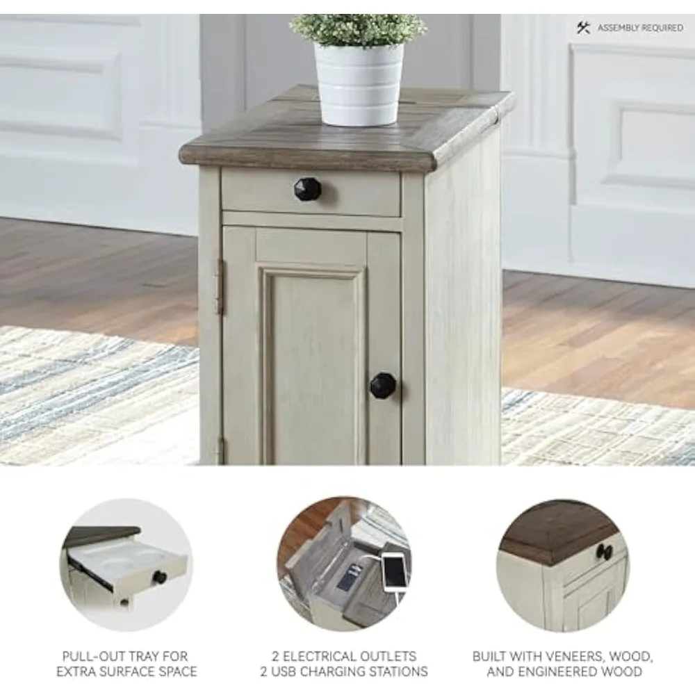 طاولة جانبية لكرسي Ashley Furniture Signature Design-Bolanburg بجانب الكرسي، 14 بوصة عرض × 24 بوصة عمق × 23 بوصة ارتفاع، غسيل أبيض