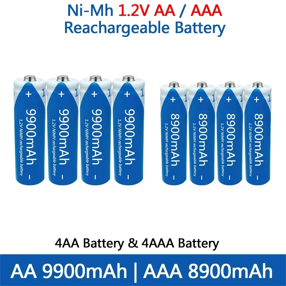 AA AAA-batterij 1,2 V oplaadbare NIMH-batterij hoge capaciteit 9900 mAh oplaadbare batterij voor speelgoed Afstandsbediening muis