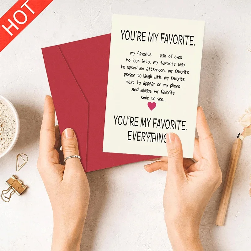 

Valentine's Day Greeting Card You're My Favorite Everything Love Card for Boyfriend Girlfriend Romantic Gift Card