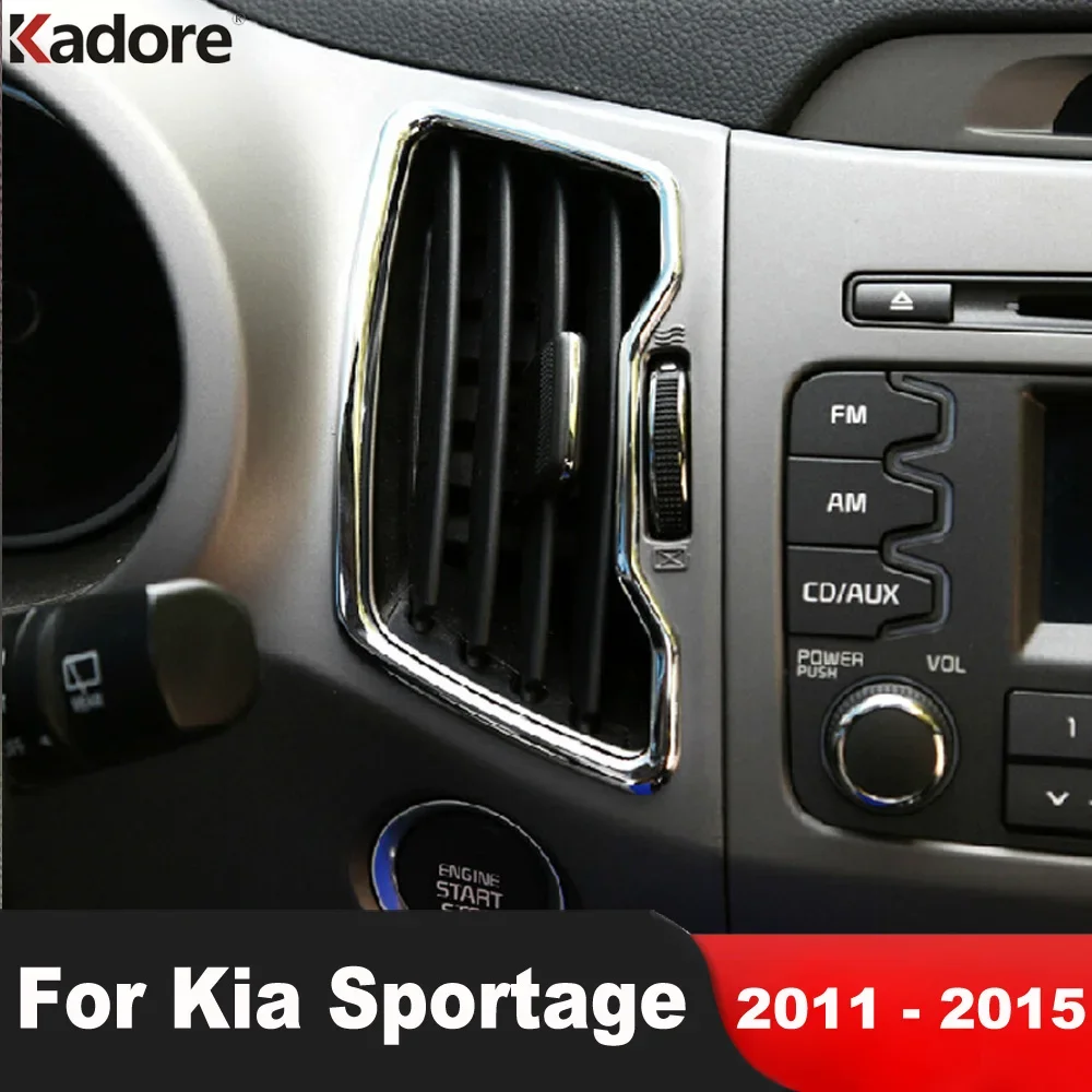 

Автомобильная передняя крышка вентиляционного отверстия для Kia Sportage 2011 2012 2013 2014 2015, аксессуары для интерьера из нержавеющей стали