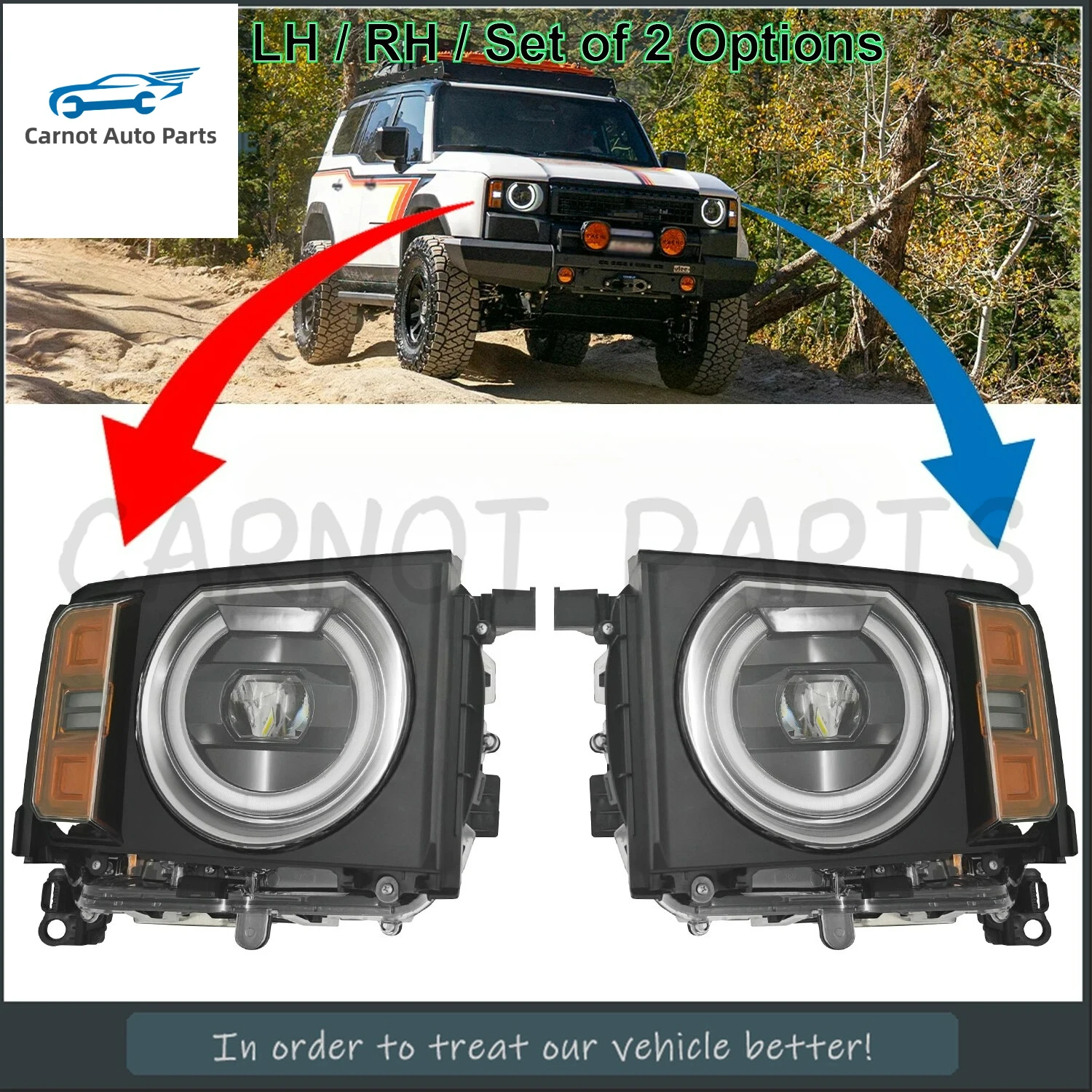 

2pcs LED Left & Right Headlight Assembly for Toyota Land Cruiser LC250 2024 2025 2026