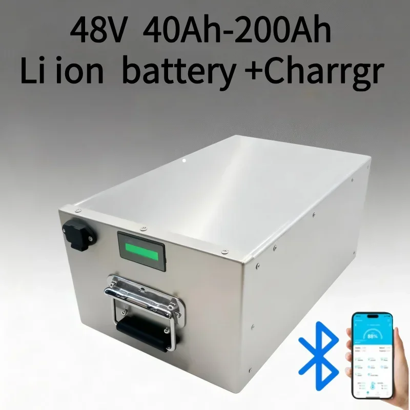 

High Capacity 48V Li-ion Battery 40-200Ah with Charger | 4000+ Cycles Long Life for Electric Scooter Motorcycle Sola