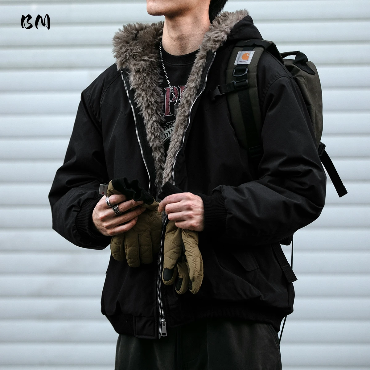 

Men Winter Vintage Faux Fur Collar Hooded Padded Jacket Parka High Quality Padding Thick Warm Windproof Coat Streetwear Trendy