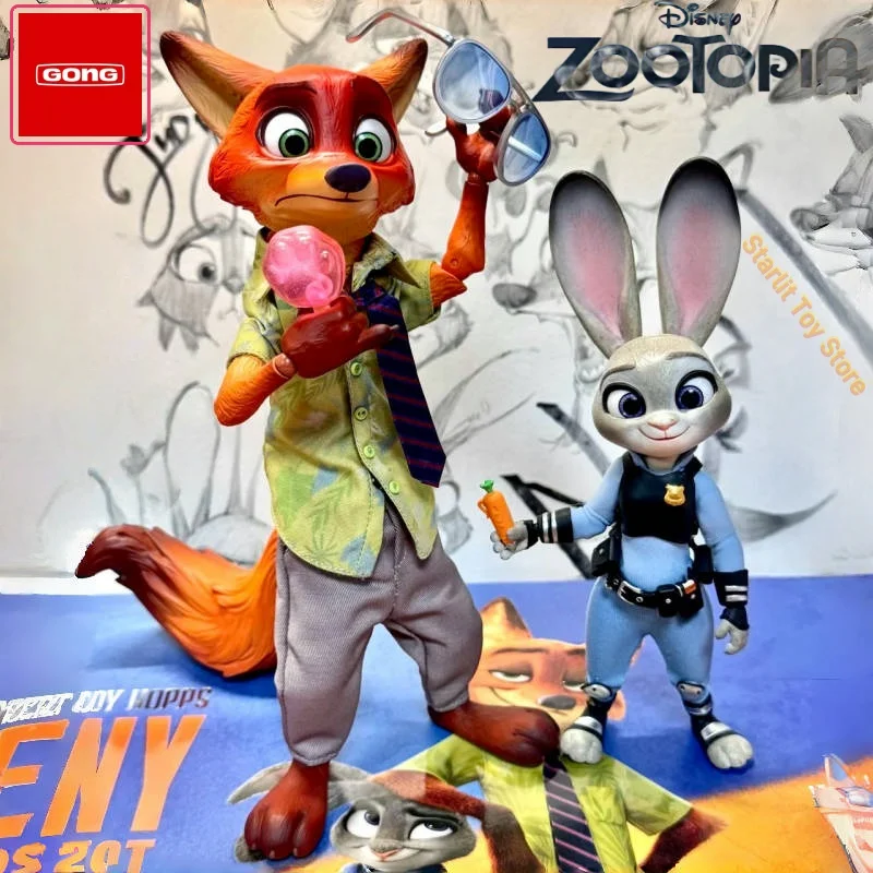 

In Stock New Genuine Gong Zootopia Series Nick Judy Set Cloth-Dressed Action Figures Movable Joint Toy Gift Collection Fan Hobby