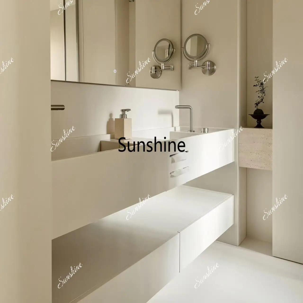 Bathroom Cabinet Combined Toilet Double Wash Table