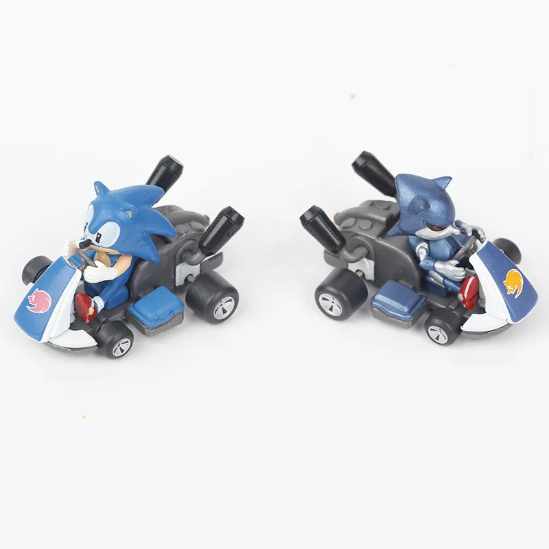 Sonic New Kart Toy 6pcs Set Cute Game Figure Car Racing New Cartoon Anime Karts Model Ornaments Home Decoration Children Gift