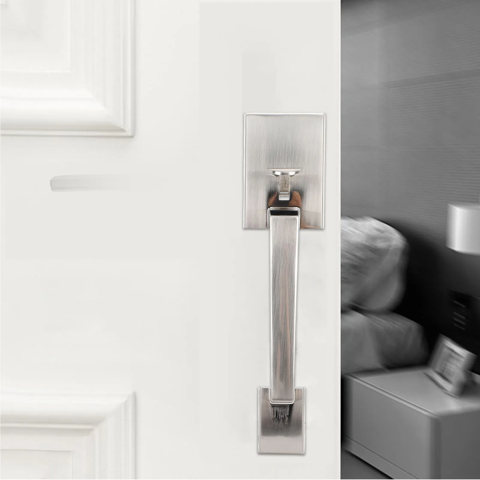 Door Handle Set Double Door Handle Set Hole Spacing Adjustable Heavy Duty Modern  Double Front Door Handle Set