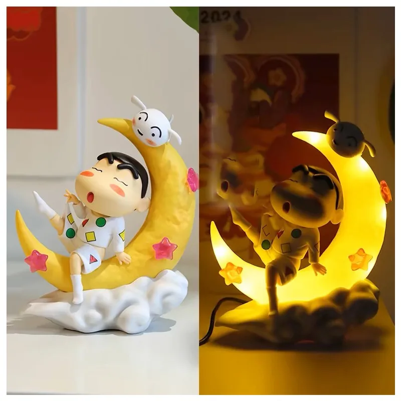 

Anime Moon Shaped Crayon Shin-Chan Cute USB Night Light Kawaii Desktop Decorative Ornaments Children's Bedside Lamps Kids Gift