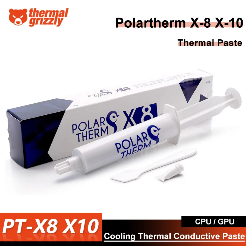 

Thermal Grizzly Polartherm X8 X10 Thermal Conductive Silicone Grease PT-X8 CPU Graphics Card Cooling Thermal Paste 2g/5g/10g/40g