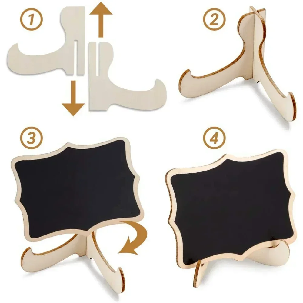 10pcs Vintage Mini Chalkboard Signs with Easel Stands - Versatile Table Numbers, Food Labels & Message Boards for Weddings