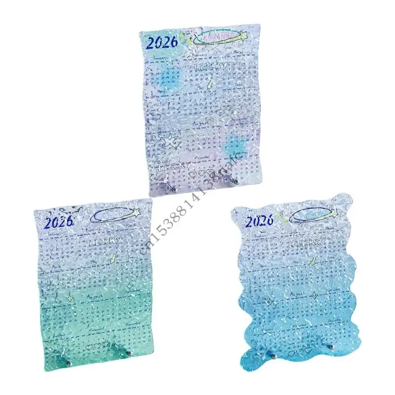 594F 2026 سنة كاملة لعرض تقويم سطح المكتب تقويم أكريليك مقاوم للكسر للمدرسة والمكتب والمنزل وعرض رف الطاولة