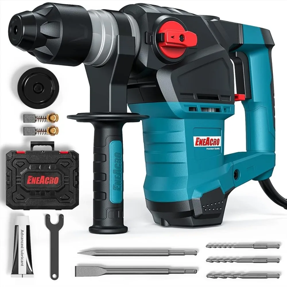 ENEACRO 1-1/4 Inch SDS-Plus 12.5 Amp Heavy Duty Rotary Hammer Drill, Safety Clutch 3 Functions with Vibration Control Including