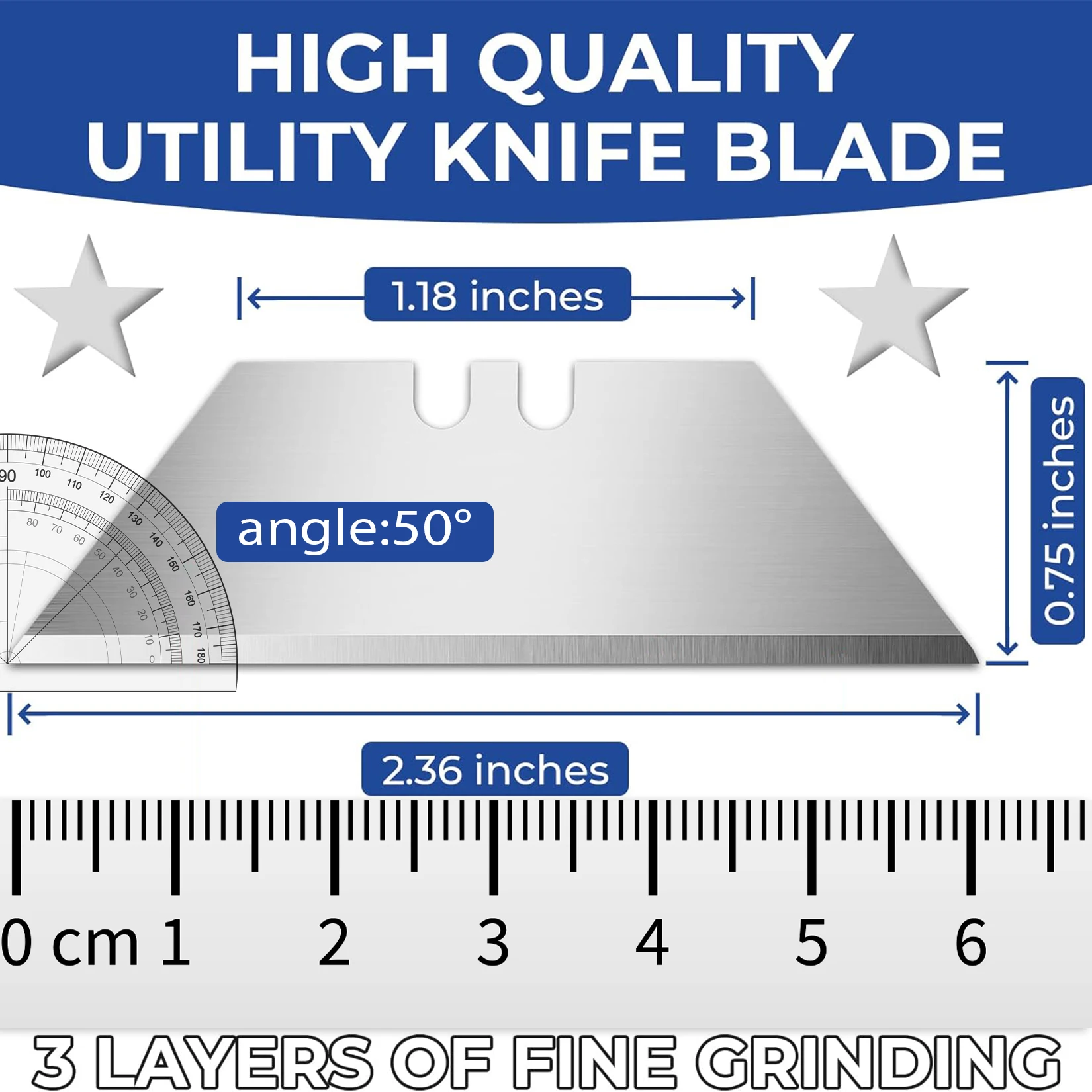 Utility Knife Blades, 100 Pack, For Drywall, Leather, Rubber and More