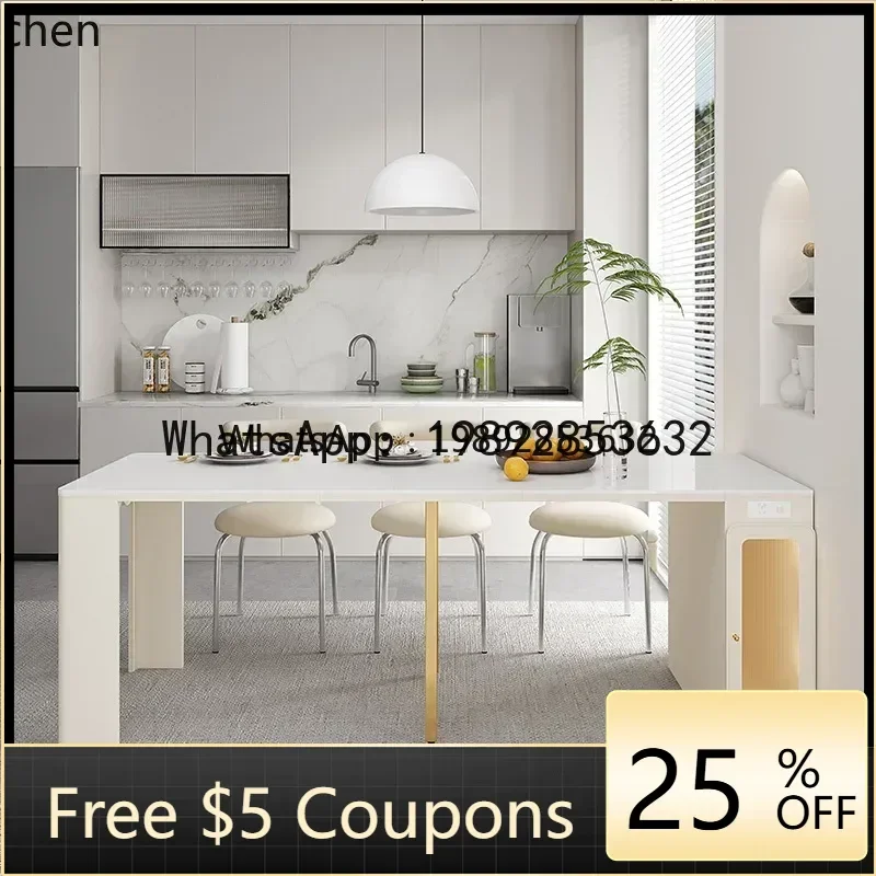 

T2-25 rock slab dining table foldable retractable dining table simple household storage dining table