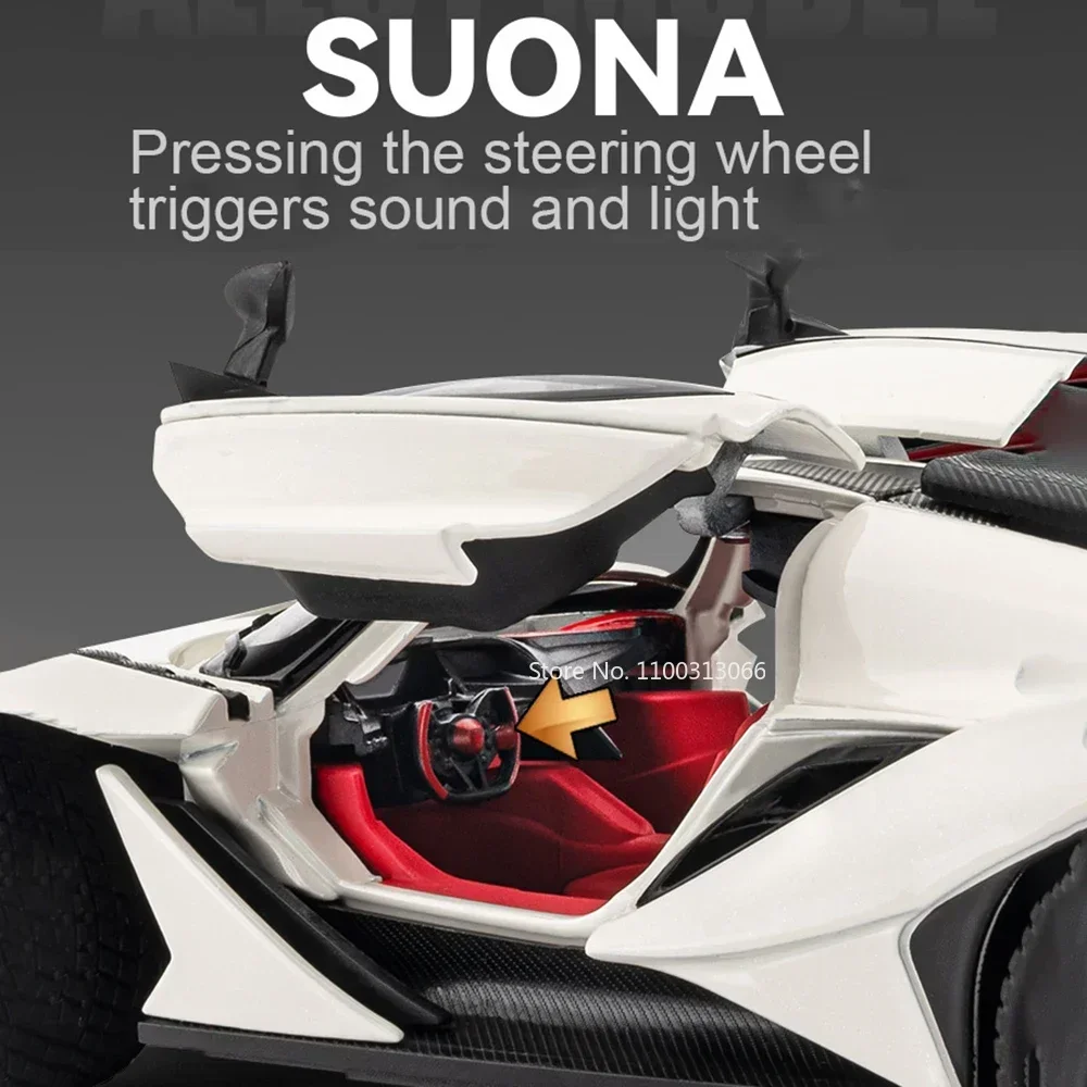 1:24 Schaal Apollo IE Sportwagens Modellen Speelgoed Legering Diecasting met Geluid en Licht Voertuigen Trek Auto Speelgoed voor Kinderen Geschenken