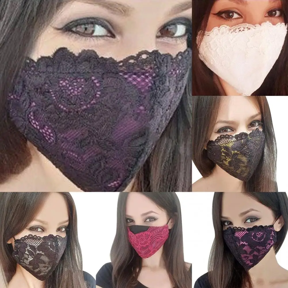 Cycling Face Mask Women Fashion Washable Breathable Dust-Proof Lace Party Wedding Bride Face Cover Mask Cycling