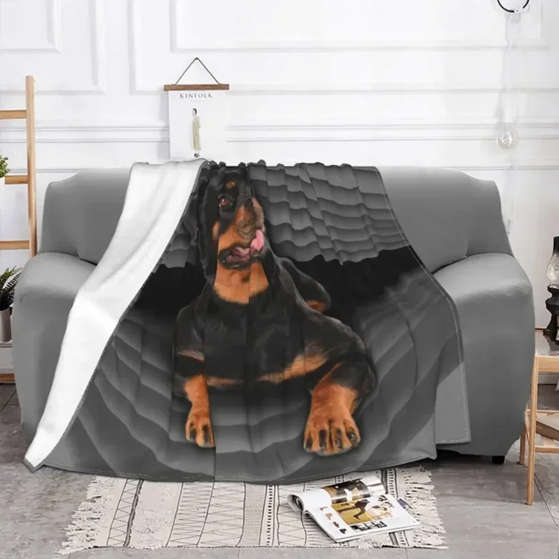 Rottweiler Face Soft Flannel Fleece Warm Pet Butcher Dog Rott Rottie Dog Throw Blanket for Home Bedding Couch Bedspreads