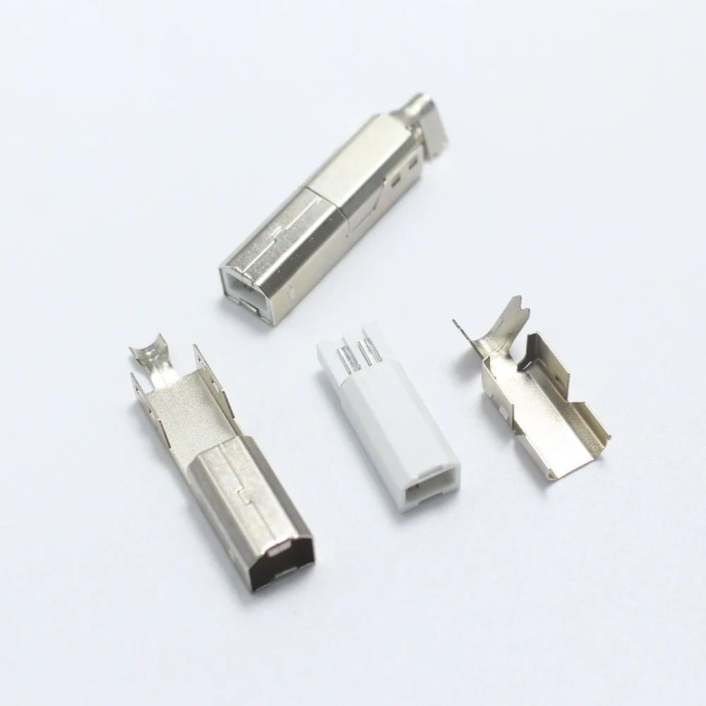 2/4/6/8/10set USB Male Plug 3 in 1 Nickel Plated USB Connector Welded Repair DIY Parts for Printer Data Line