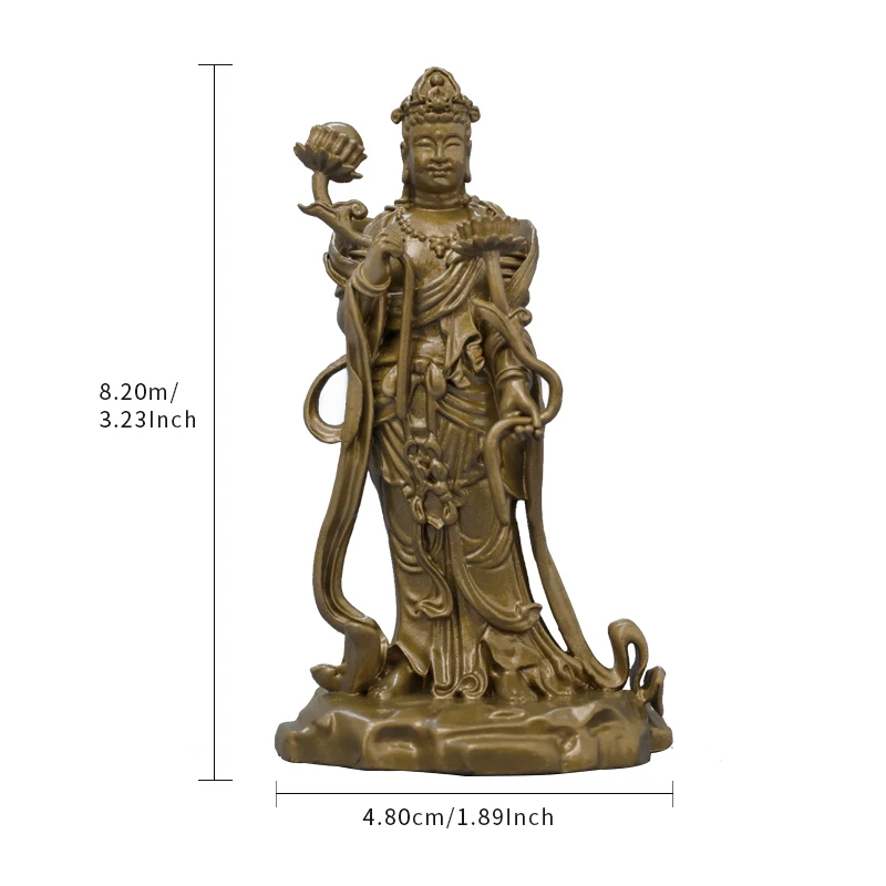 Brass Aditya Statue Twelve Devas Heavenly Guardian 8.2cm Portable Desktop Feng Shui Meditation Home Decor Spiritual Gift