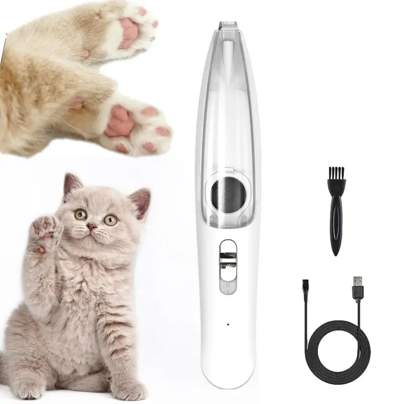 

Clear Bin Cat Hair Trimmer Cordless Vacuum Pet Clipper With Suction Rechargeable USB Low Noise Electric Dog Groomer