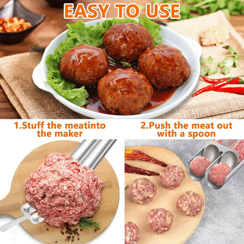 2/4 Meatball Maker with Cutting Spade Multifunction Meatball Scoop Maker Stainless Steel Kitchen Manual Meatball Making Tools