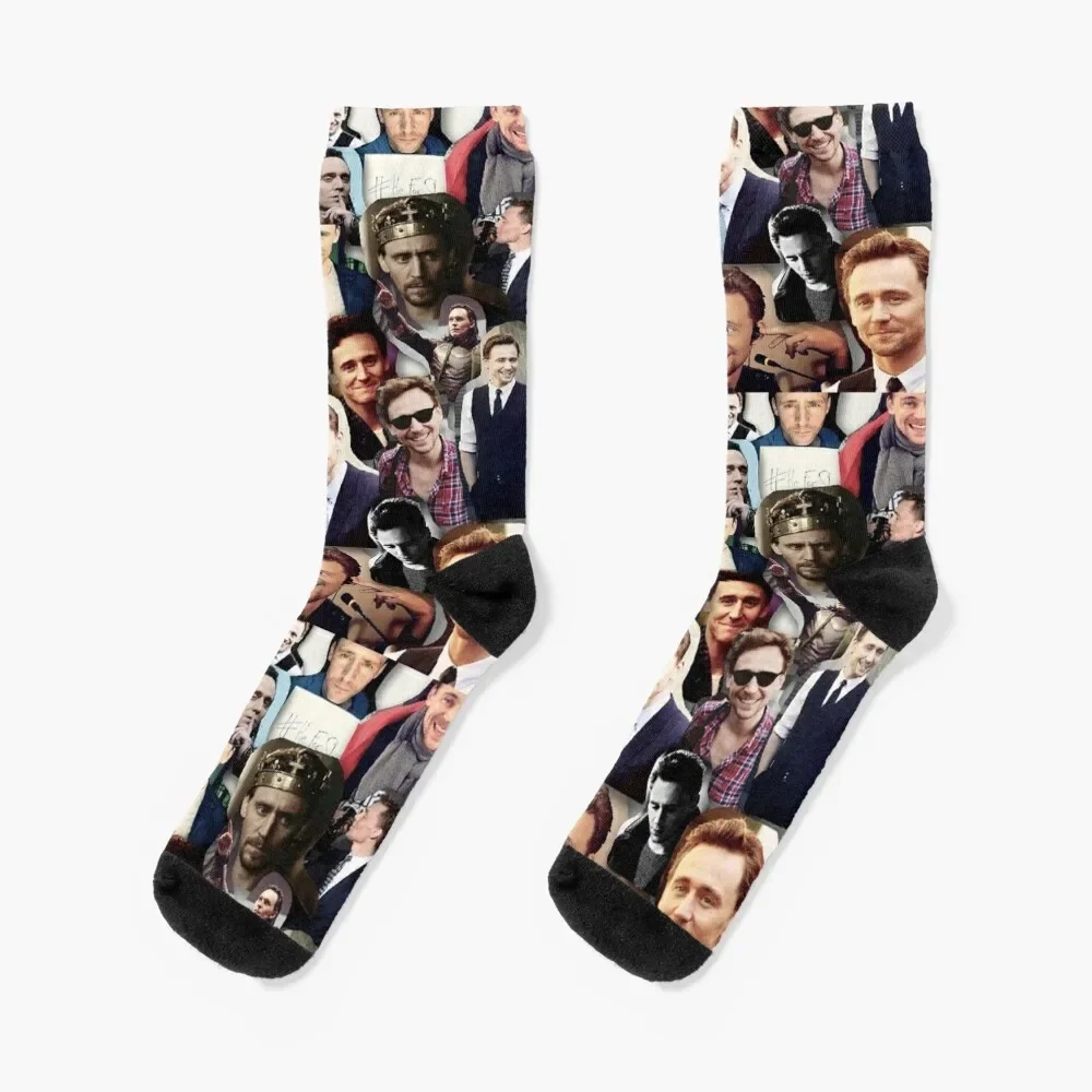 

Tom Hiddleston collage Socks Novelties Non-slip custom sports Stockings Men's Socks Women's