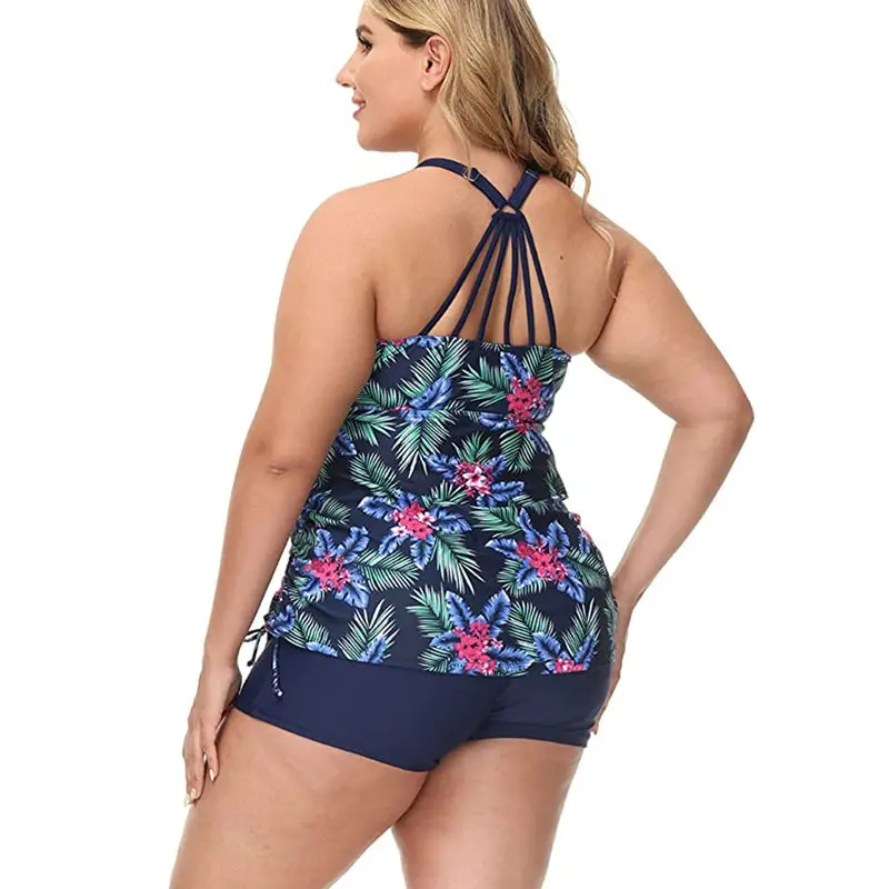 Bañador Tankini estampado para mujer, traje de baño de 2 piezas con Control de barriga, cintura alta, talla grande, ropa deportiva, 2024