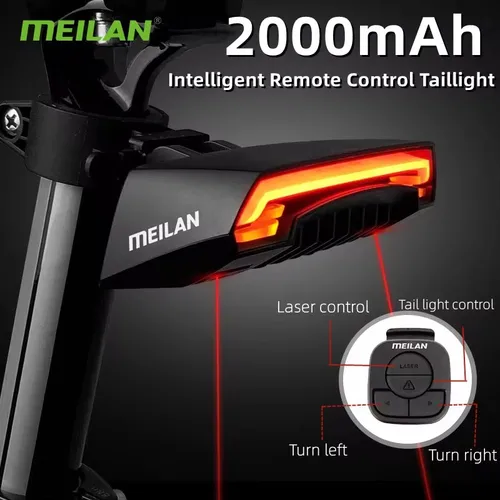 MEILAN X5 luz trasera de bicicleta inteligente USB LED Control remoto inalámbrico luz trasera de bicicleta MTB carretera señal de giro láser lámpara de ciclismo
