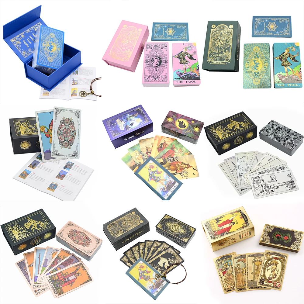 Plastic Tarot Card Rider Goudfolie Exquisite Chess Game Waarzeggerij Kaart Collectie Waterdichte Slijtvaste Spel Kaarten