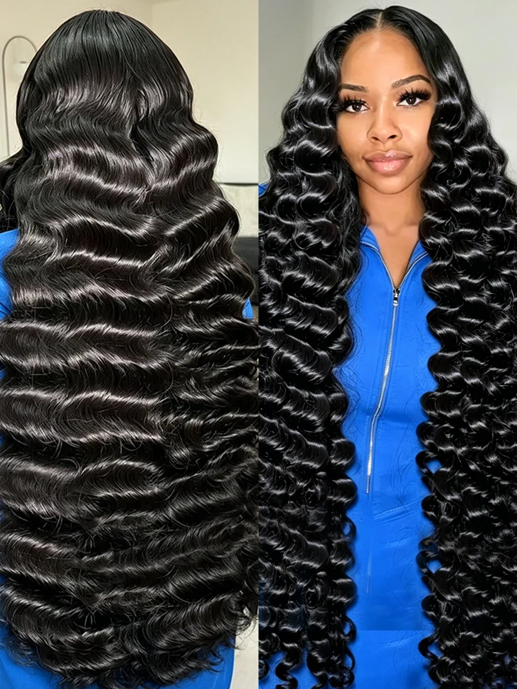 

40 46 Inch Curly Loose Deep Wave Remy Human Hair Wigs 13x4 13x6 HD Transparent Lace Front Wig 250 Density 360 Lace Frontal Wig