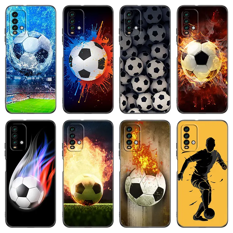 Fire Football Soccer Ball Phone Case For Xiaomi Redmi 7 7A 8A 9i 9A 9C 10 10A 10C K20 Note 5 6 Mi 8 9 9T Pro A2 Lite A3 6X Mix 3