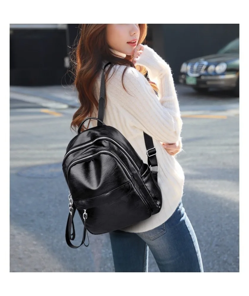 

Trendy Korean Backpack Casual Versatile Fashion PU Large Capacity Women's Backpack