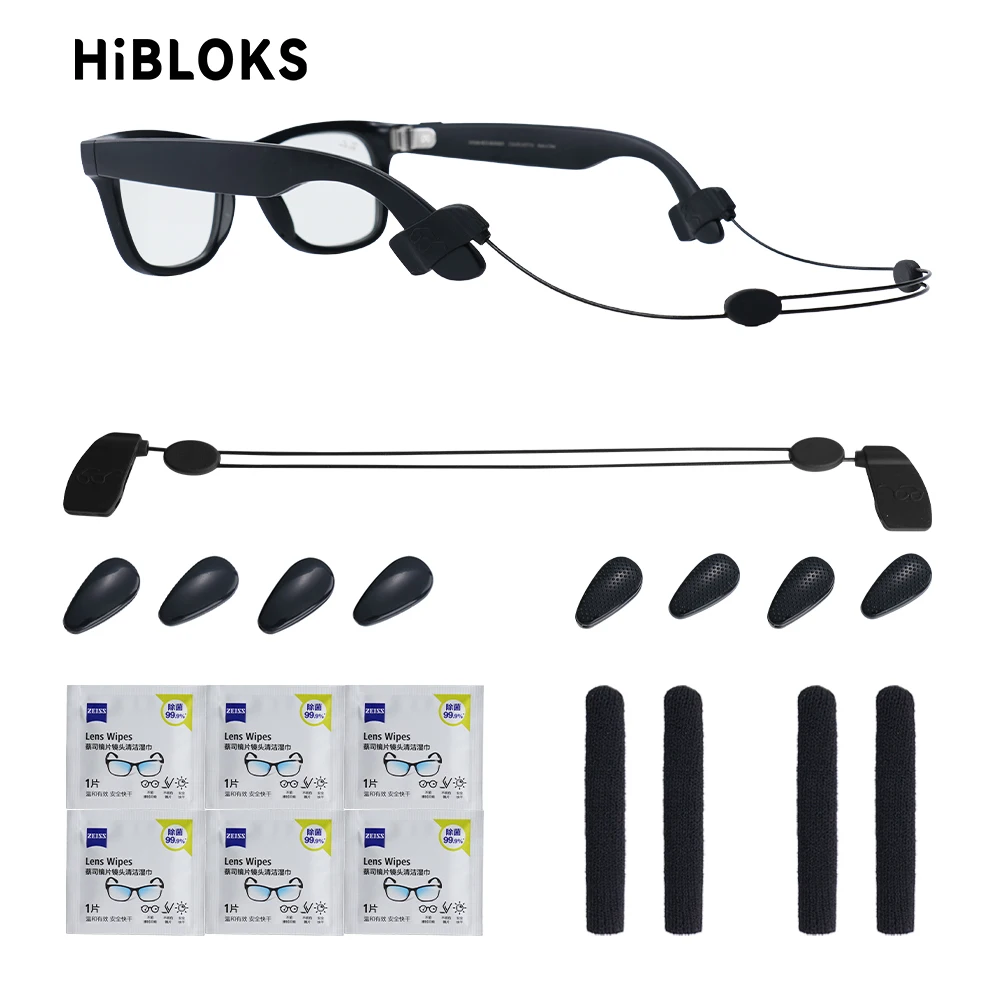 HIbloks for Ray-Ban Meta Wayfarer Smart Glasses Accessories Non-slip Air Nose Pads Adjustable Anti-drop Lanyard for Glasses