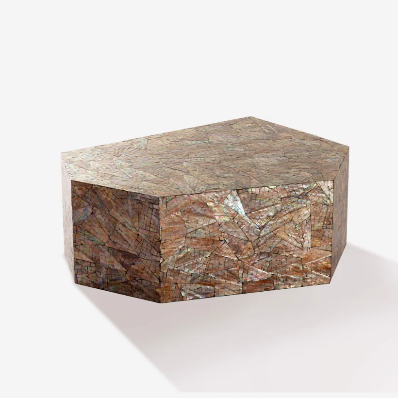 #Luxury Modern European Style Coffee Table Handmade Vietnam High Quality MOP Inlay Mother Pearl Living Room Furniture Iron