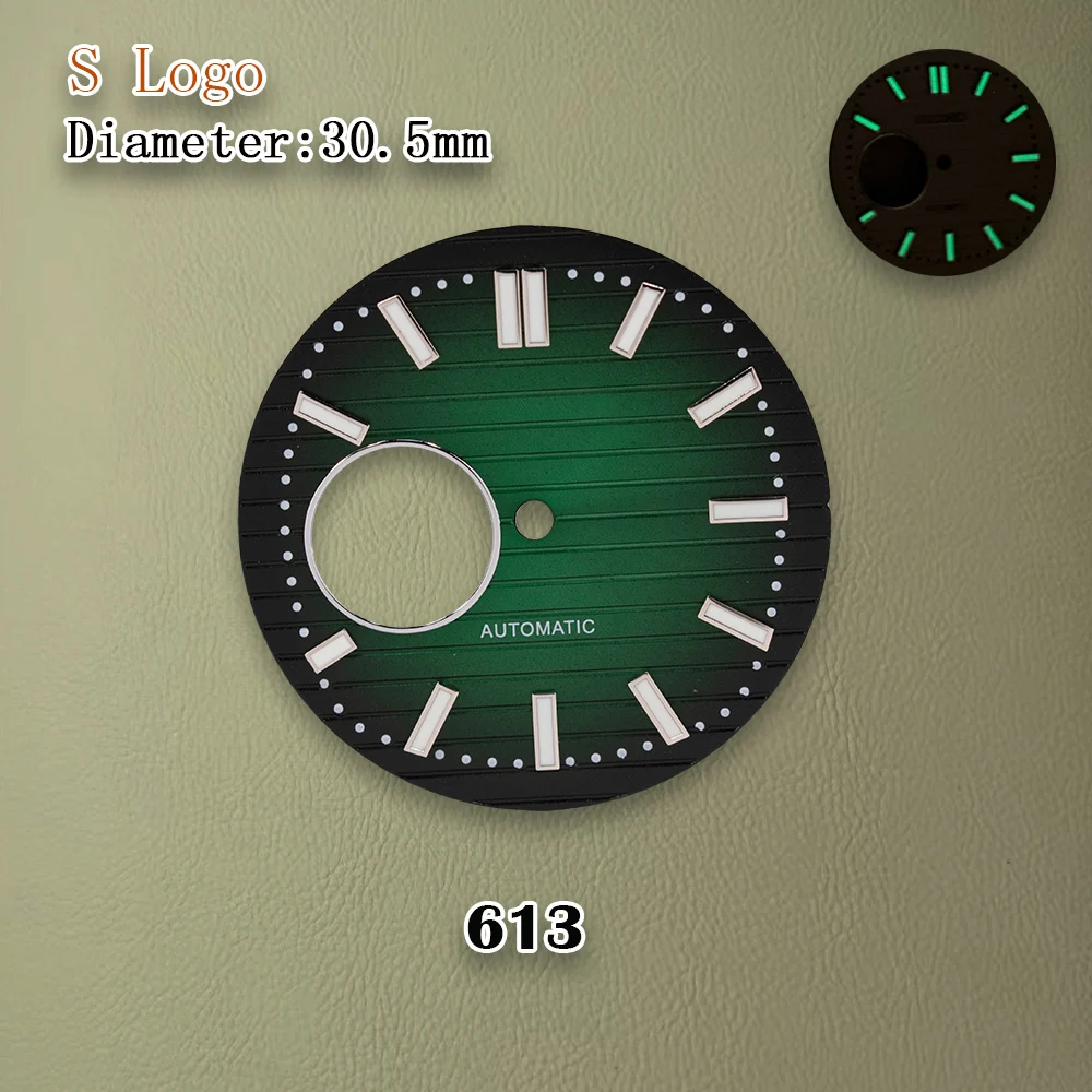30.5 مللي متر S شعار Nautilu-s الاتصال الهاتفي الأسود الأخضر مضيئة مناسبة لحركة NH38 ساعة عالية الجودة تعديل إصلاح الملحقات