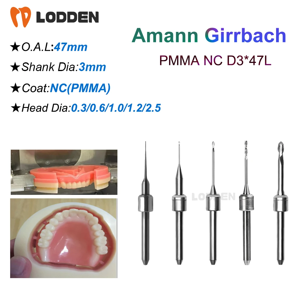 

Dental Milling Burs Amann Girrbach PMMA NC Milling Burs Coating D3 Drill Diameter 0.3/0.6/1.0/2.5mm Odontología Material Lab