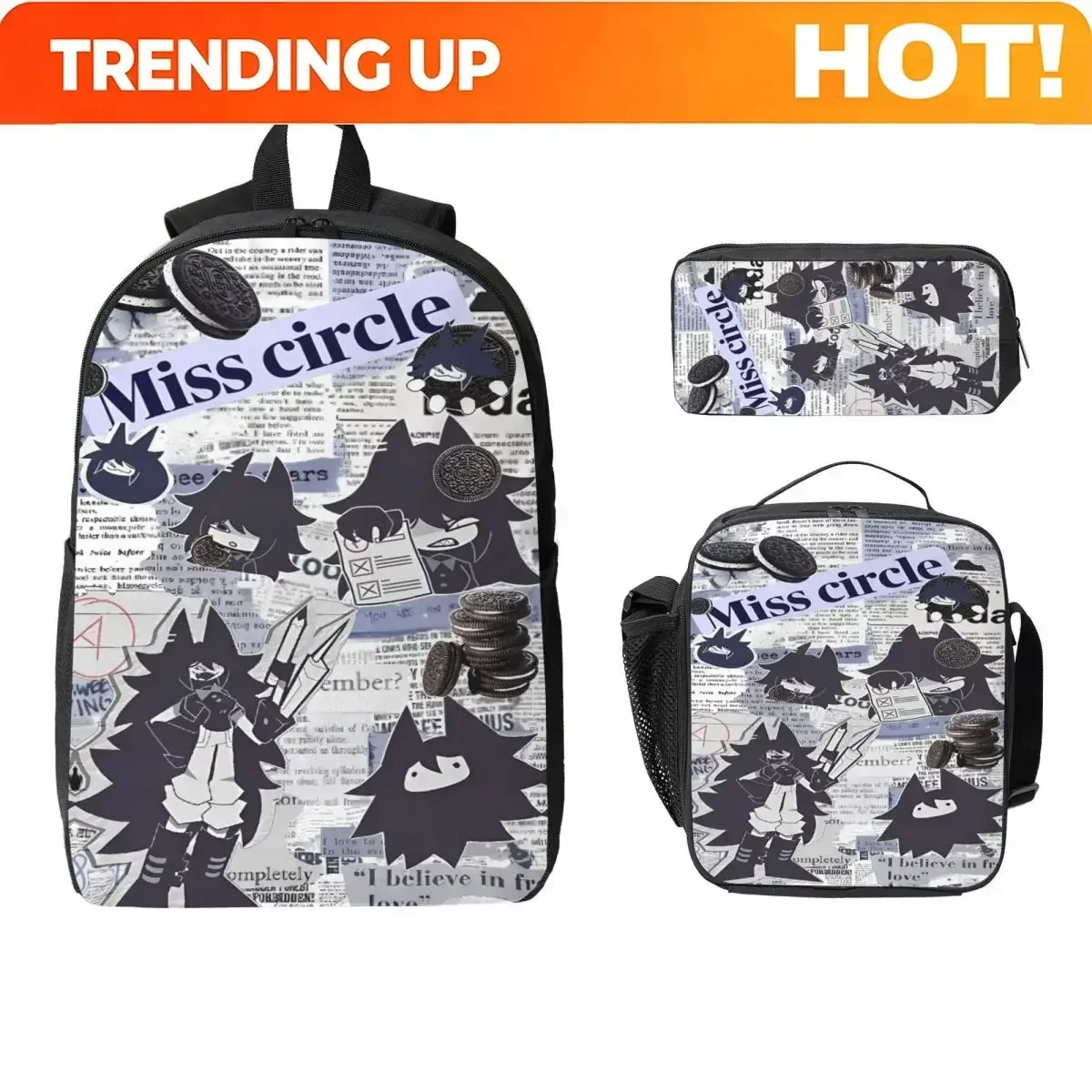 Custom Bag Fundamental Paper Education Anime Merch Backpack Set For Kids Pen Bags Bookbag Sets With Lunch Box For School Student