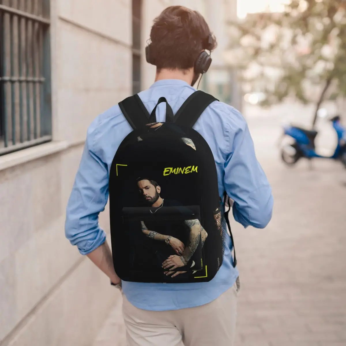 Eminem American Pop Music Hip Hop Rapper Backpack Student BookBag Kids School Bag Laptop Shoulder Bags for Men Women