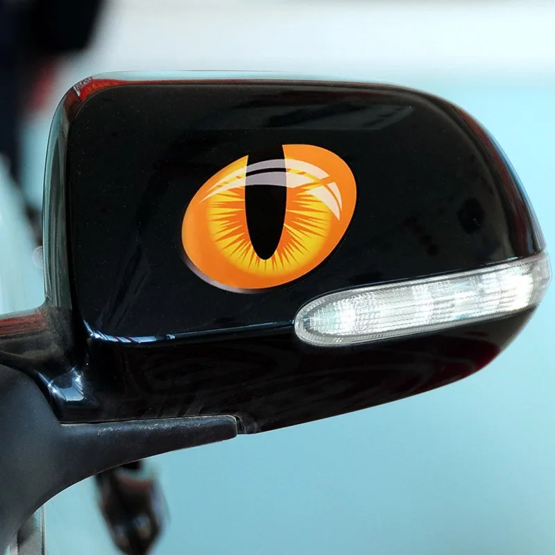 2 قطعة ثلاثية الأبعاد عيون ستيريو ملصقات سيارة مرآة الرؤية الخلفية السيارات قوية عاكس محاكاة عيون القط ملصقات مقاومة للماء اكسسوارات السيارات