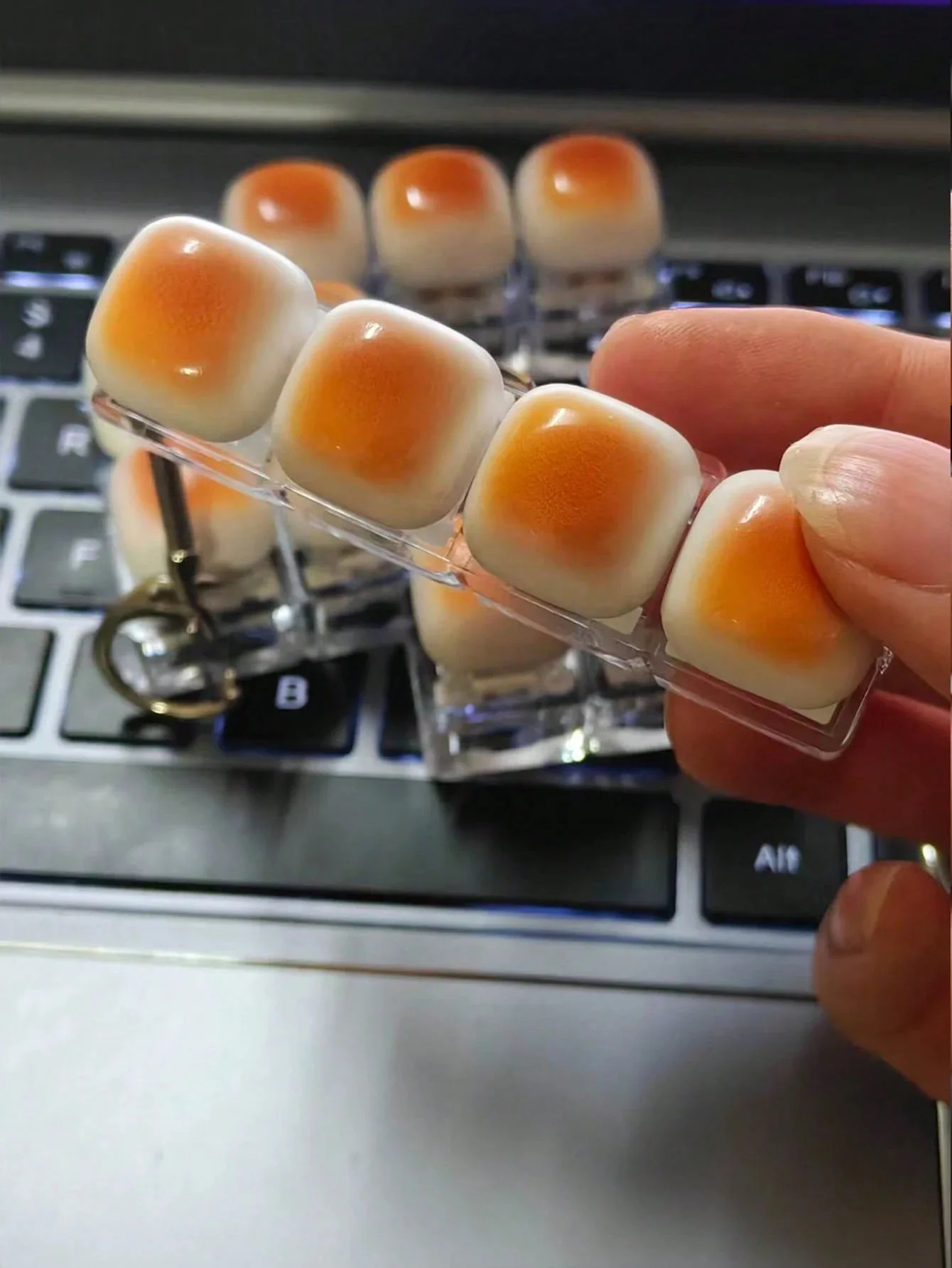 Caramel Bread Design Fidget Keychain Keys Button Keycap Finger Keyboard Cap DIY Keyboard Relief Stress Pinch Toy Adult image 3