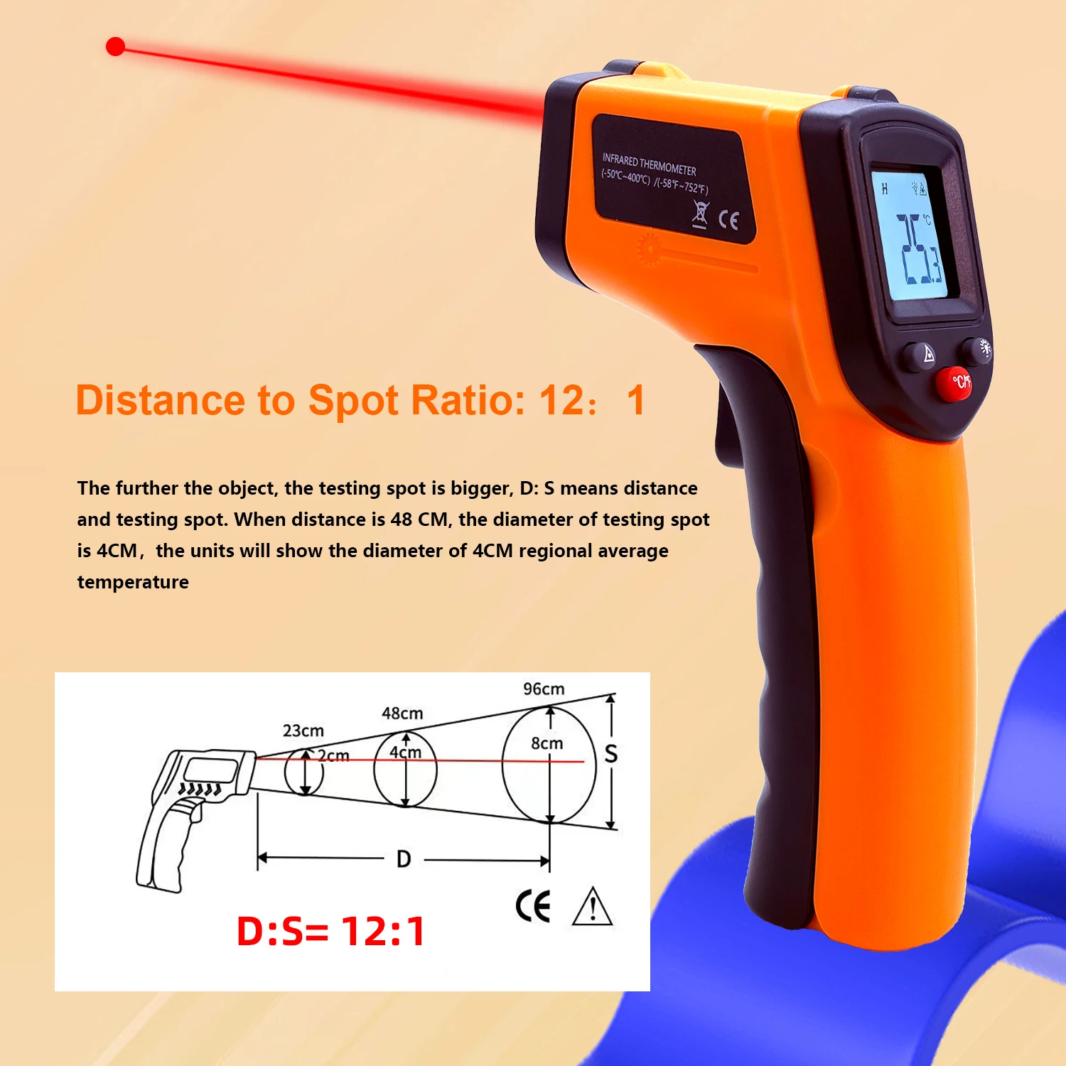 الليزر درجة الحرارة بندقية ميزان الحرارة بالأشعة تحت الحمراء الاستشعار يده عدم الاتصال IR LCD البيرومتر الصناعي الرقمية شواء ميزان الحرارة400 ° ج #5
