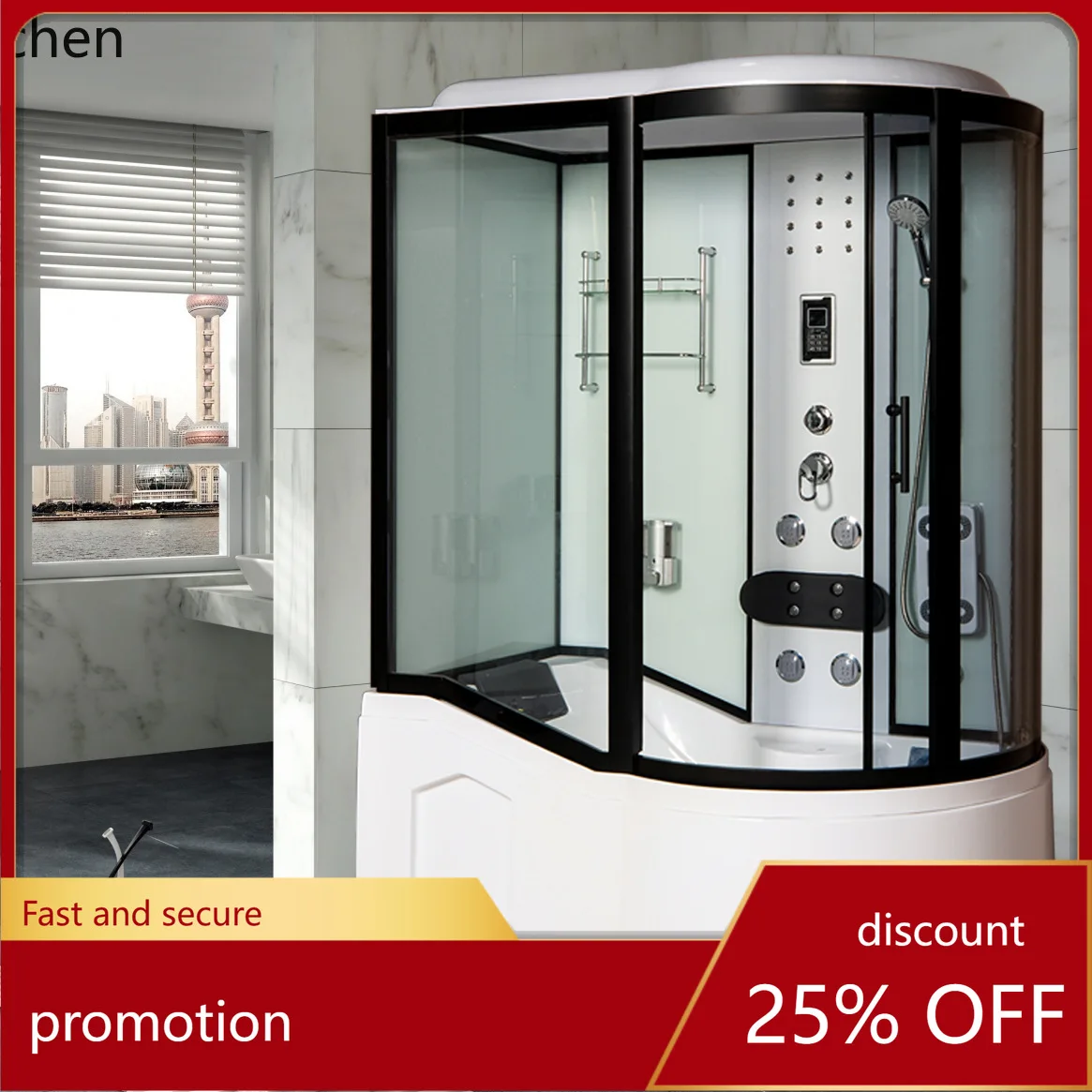 

HXL Shower Room Overall Bathroom Toilet with Bathtub Glass Partition
