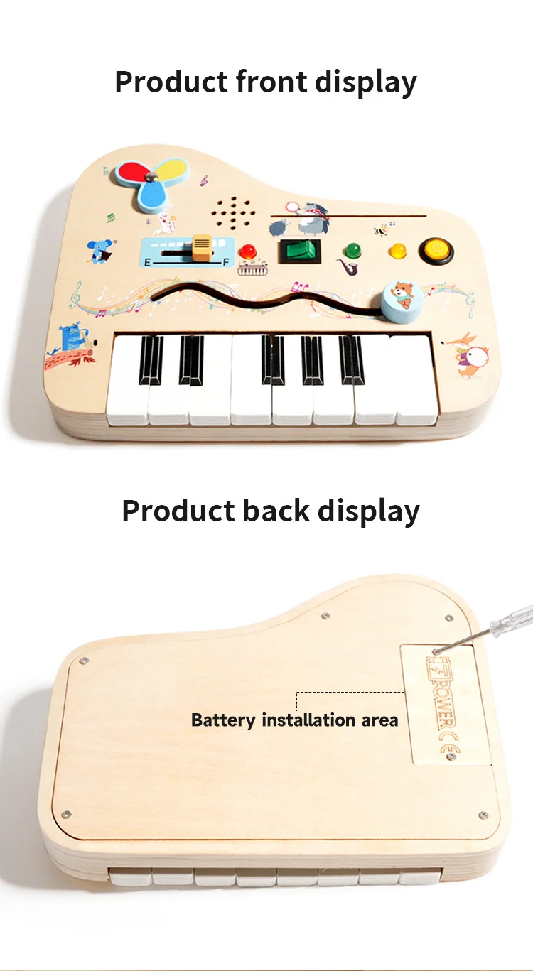 Planche de musique électronique LED en bois, Piano, interrupteur, jouets éducatifs physiques Montessori pour enfants, formation aux compétences quotidiennes