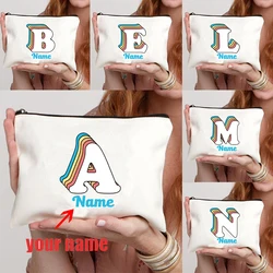 Ladies College Style Letter Personalized Customized Name Cute Makeup Bag Travel Multifunctional Storage Pouch Pencil Case Wallet