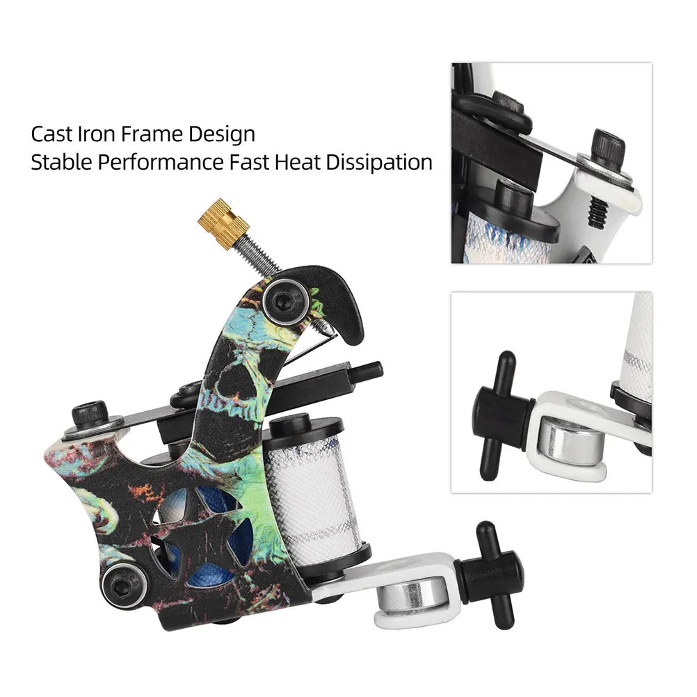 

Five Corner Skull Coil Tattoos Machine Sturdy Iron Build Long Service Life Tattooing Equipment Ergonomic Design for Starter
