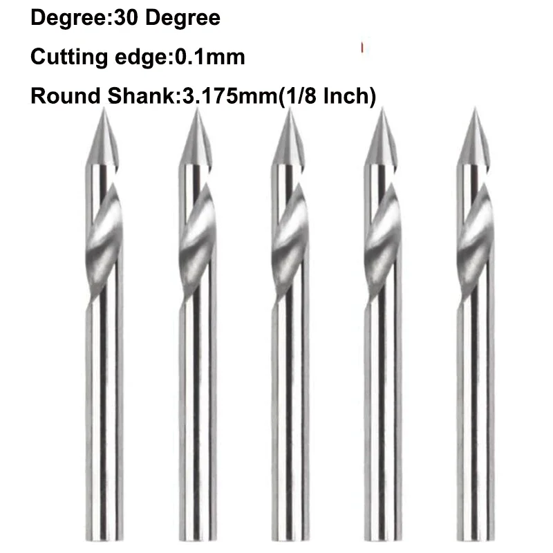 Imagem -04 - Cnc Roteador v Bits Polegada Haste Redonda Fresa 30 60 Graus 0.1 mm Dicas Ferramentas de Gravura do Sulco Peças