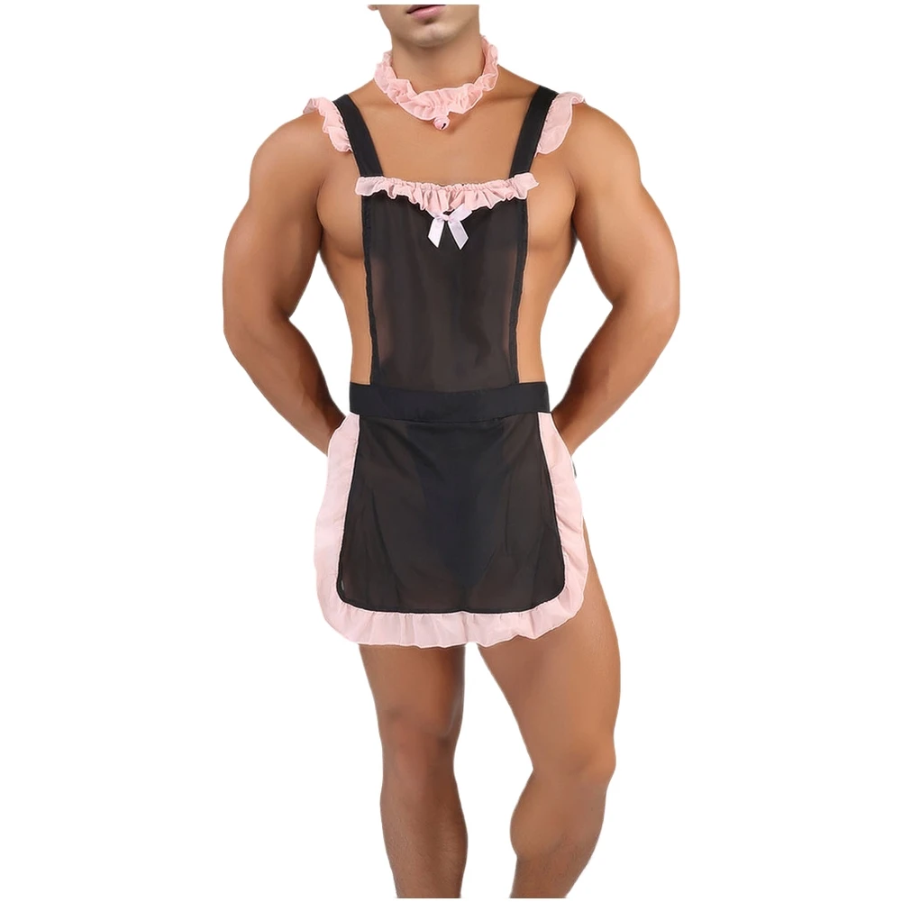 

Men Cute Servant Uniform Set Cosplay Erotic Underwear Backless Sexy Apron Suit Cosplay Bell Underwear Apron Adult Porno Sets