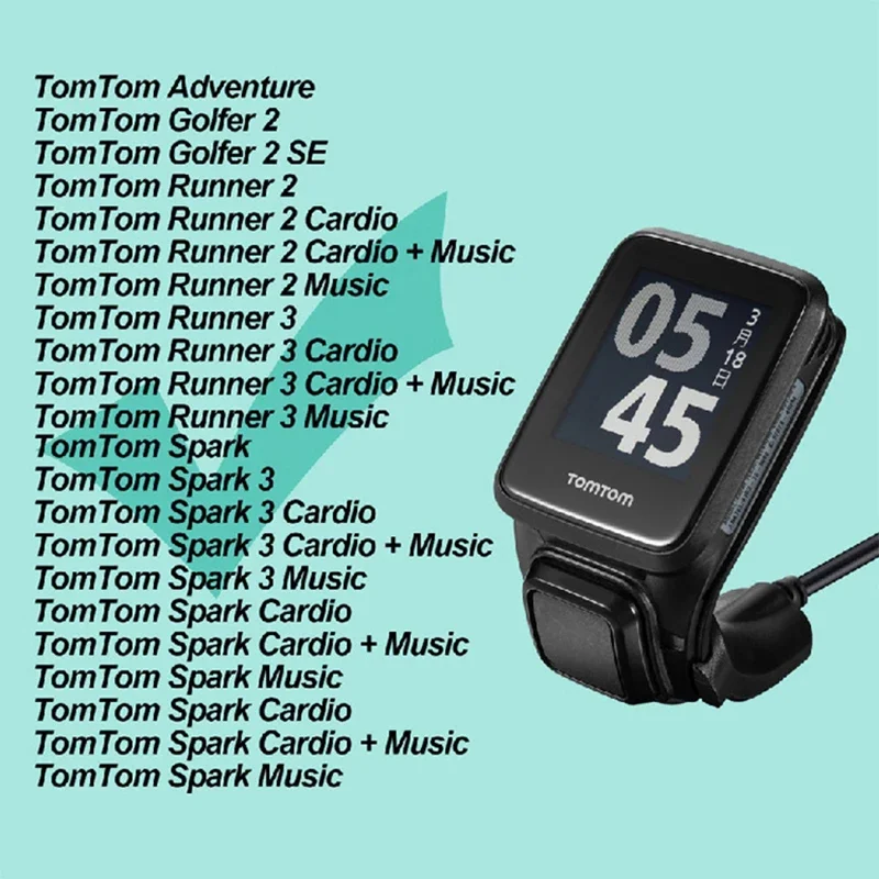 USB Charging Cable for TomTom Adventure Golfer 2/SE Spark 3 Runner 2 3 Cardio Music Adventurer Smart Watch Dock Charger Adapter